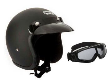ModCycles - Open Face MMG Helmet. Model Jet Visor. Color: Matte Black.*DOT APPROVED* *FREE GOGGLES INCLUDED*