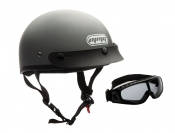 ModCycles - Shorty MMG Helmet. Model Beanie. Color: Matte Grey. *DOT APPROVED* *FREE GOGGLES INCLUDED*