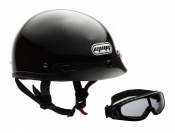 Shorty MMG Helmet. Model Beanie. Color: Shiny Black. *DOT APPROVED* *FREE GOGGLES INCLUDED*