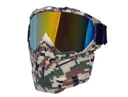 ModCycles - Detachable Modular Face Mask Shield with Goggles. Camo