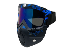 ModCycles - Detachable Modular Face Mask Shield with Goggles. Black / Blue