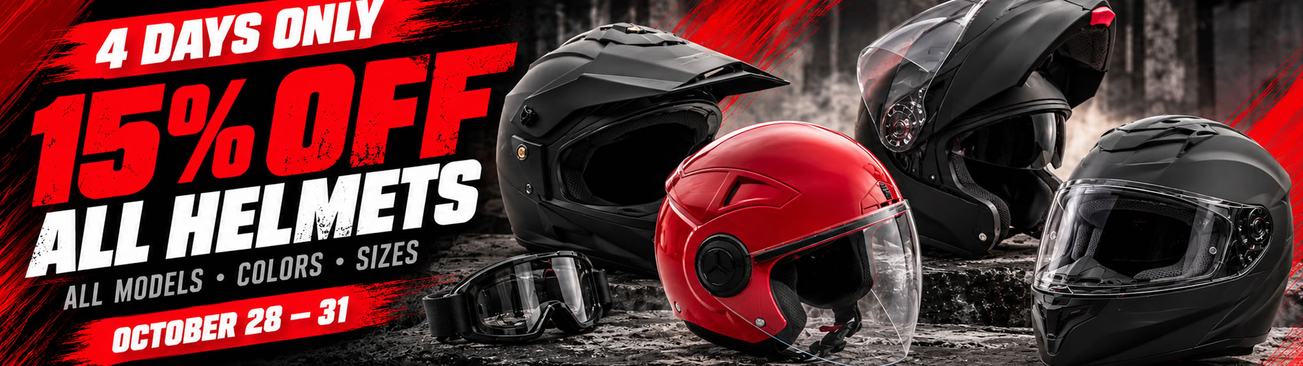 15% OFF ALL HELMETS