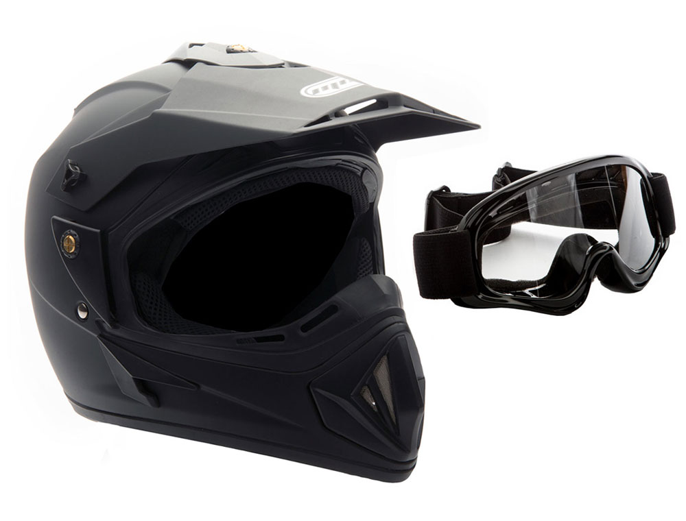 ModCycles - OFF Road MMG Helmet. Model 30. Color: Matte Black. *DOT APPROVED* *FREE GOGGLES INCLUDED* Size:XS