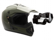 ModCycles - OFF Road MMG Helmet. Model 30. Color: Matte Green. *DOT APPROVED* *FREE GOGGLES INCLUDED*