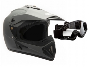 OFF Road MMG Helmet. Model 30. Color: Matte Grey. *DOT APPROVED* *FREE GOGGLES INCLUDED*