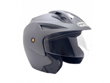ModCycles - Open Face MMG Helmet. Model Crux. Color: Matte Grey. *DOT APPROVED*