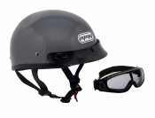 ModCycles - Shorty MMG Helmet. Model Beanie. Color: Shiny Grey. *DOT APPROVED* *Free goggles included*