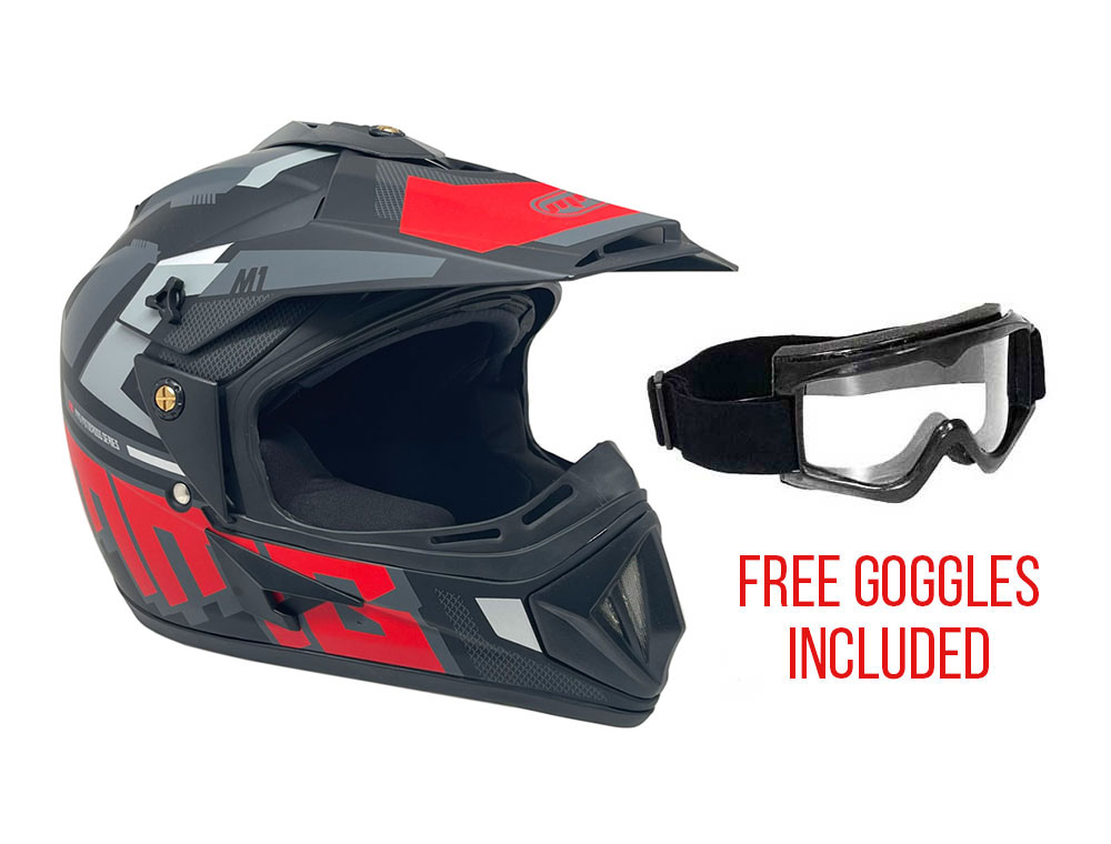 ModCycles - OFF Road MMG Helmet. Model 31. Color: Matte Black GRAPHICS. **DOT APPROVED** *Free goggles included*