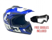 OFF Road MMG Helmet. Model 31. Color: SHINY BLUE GRAPHICS. **DOT APPROVED** *Free goggles included*