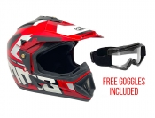 ModCycles - OFF Road MMG Helmet. Model 31. Color: SHINY RED GRAPHICS. **DOT APPROVED** *Free goggles included*