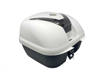 ModCycles - Luggage Box for Motorcycles/ Scooters - Size Large White/Black 38Lts