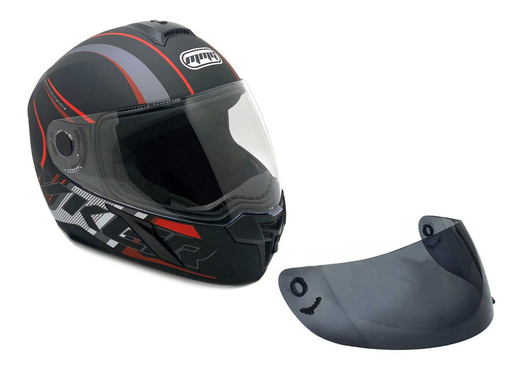 ModCycles - Full Face MMG Helmet. Model Ryker. Color: Matte Black/Red. *DOT APPROVED* Size:S