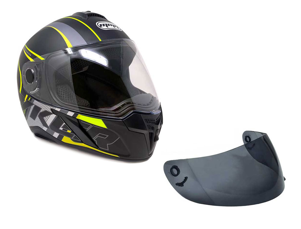 ModCycles - Full Face MMG Helmet. Model Ryker. Color: Matte Black/Yellow. *DOT APPROVED* Size:S