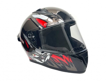 ModCycles - Full Face MMG Helmet. Model Bolt. Color: Bunny Shiny Black/Red. *DOT APPROVED*